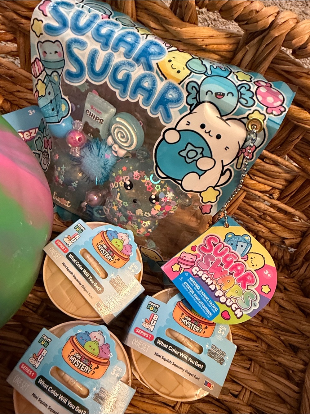 Viral Squishy Bundle- Tie Die Duck, Sugar Swap Pouch, 3 Mini RMS Dumplings - Picture 3 of 4